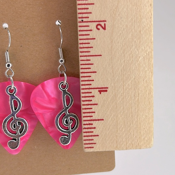 Guitar Pick Custom Earrings with Music Charm - Picture 3 of 4